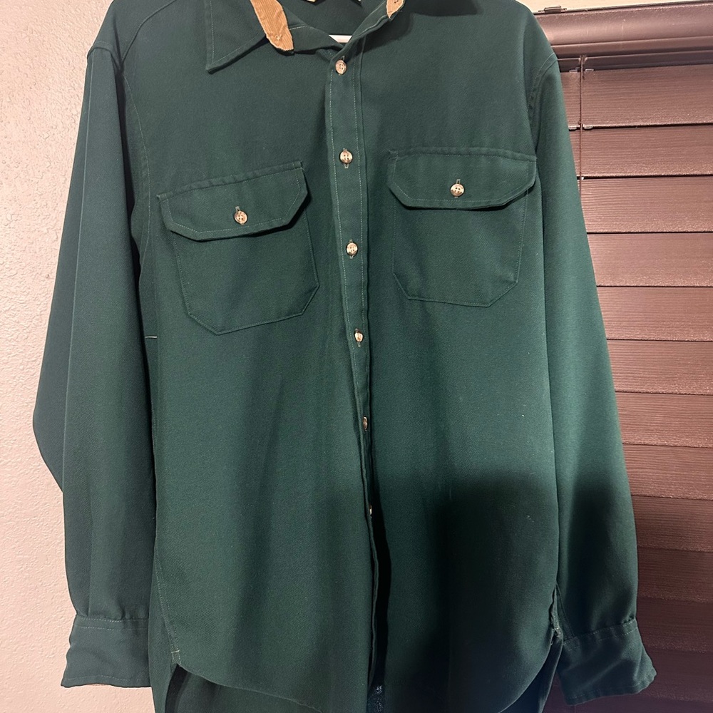 Size L Vintage Cabela's men's green button-up hunting shirt Made in USA